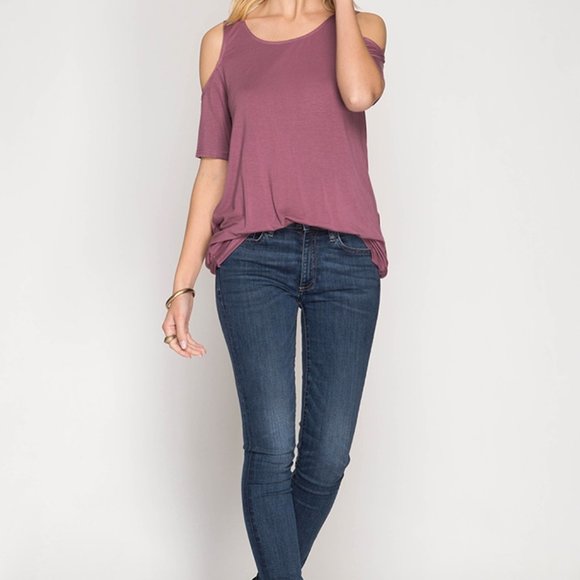 Open Back Drape Cold Shoulder Top - Picture 14 of 15